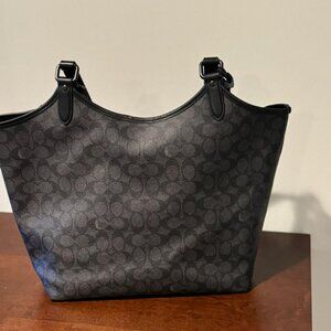 COACH Medium Signature Coated Canvas V5 Charcoal Black